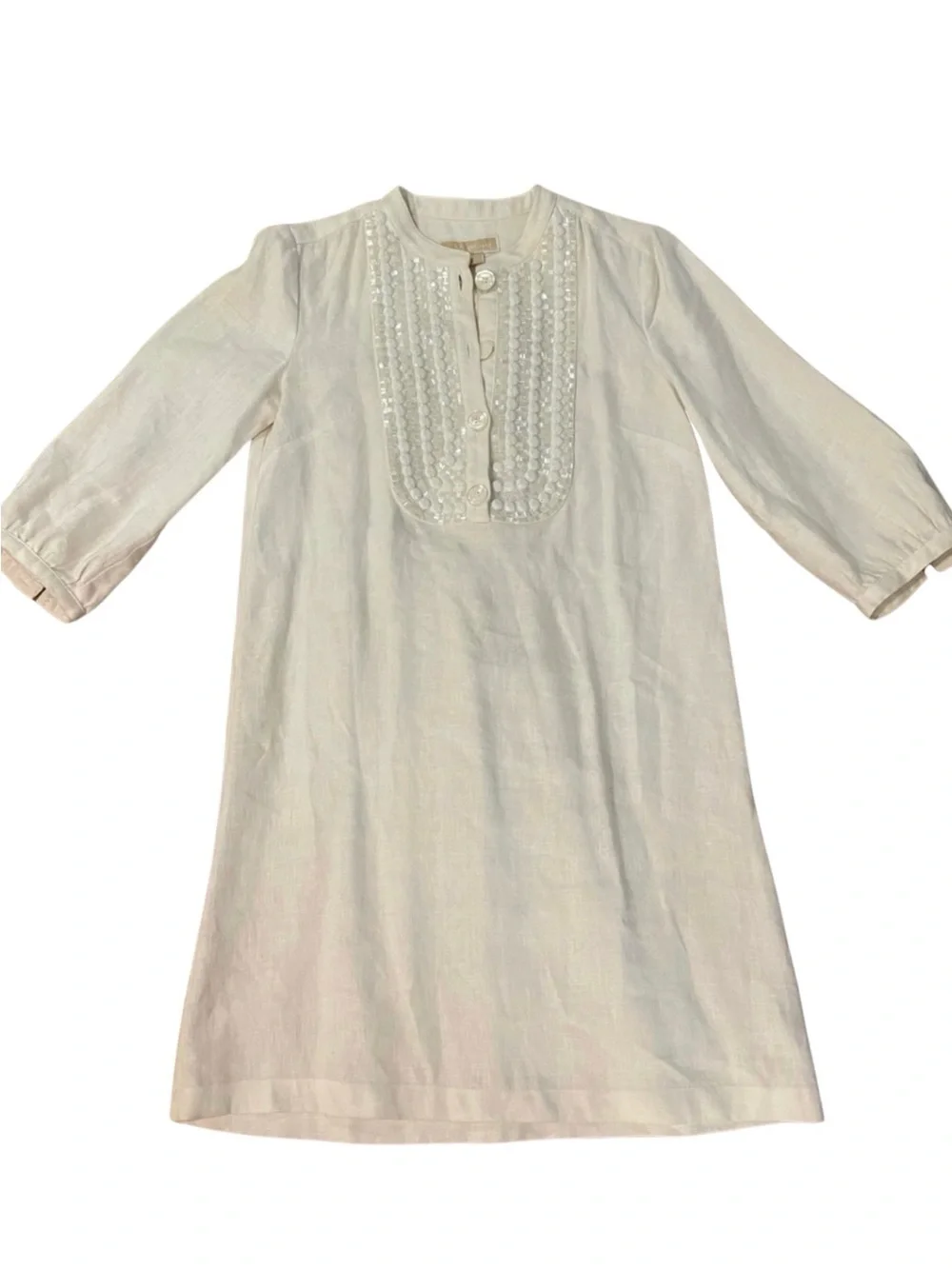 Michael Kors Linen Beaded White Dress Size 6